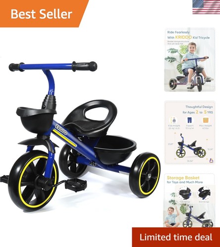 Safe blue kids tricycle - kids,